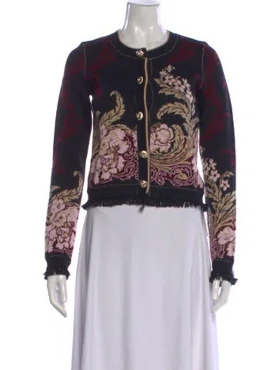 Pre-owned Cara Cara Floral Print Crew Neck Sweater W/ Tags In Black