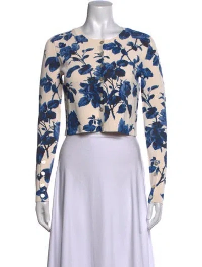 Pre-owned Cara Cara Floral Print Crew Neck Sweater W/ Tags In White