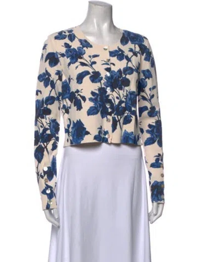 Pre-owned Cara Cara Floral Print Crew Neck Sweater W/ Tags In White