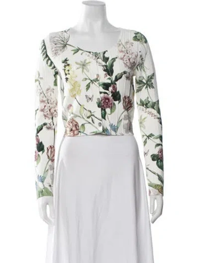Pre-owned Cara Cara Floral Print Crew Neck Sweater W/ Tags In White