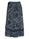 Cara Cara Floral-print Elasticated-waistband Skirt In Blue