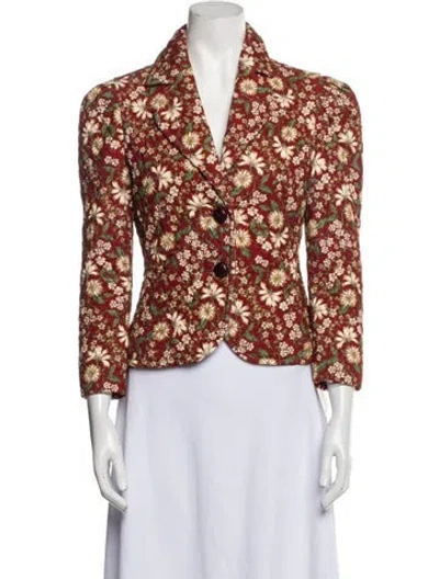 Pre-owned Cara Cara Floral Print Evening Jacket In Red
