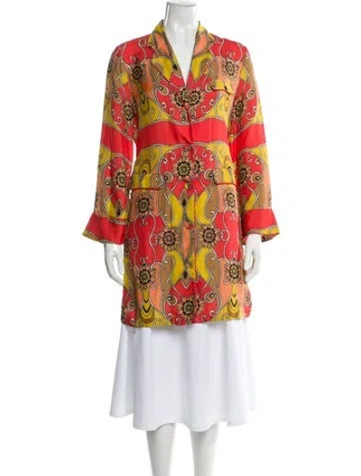 Pre-owned Cara Cara Floral Print Evening Jacket In Yellow