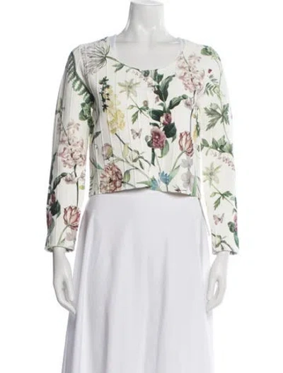 Pre-owned Cara Cara Floral Print Jacket In Green