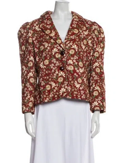 Pre-owned Cara Cara Floral Print Jacket In Red