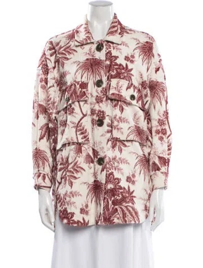 Pre-owned Cara Cara Floral Print Jacket In Red