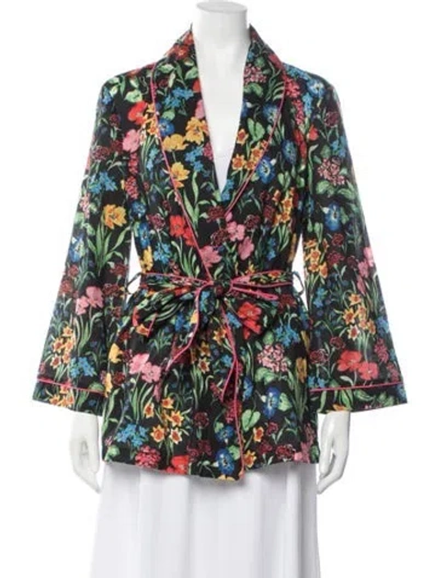 Pre-owned Cara Cara Floral Print Jacket W/ Tags In Black