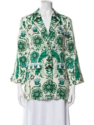 Pre-owned Cara Cara Floral Print Jacket W/ Tags In Green