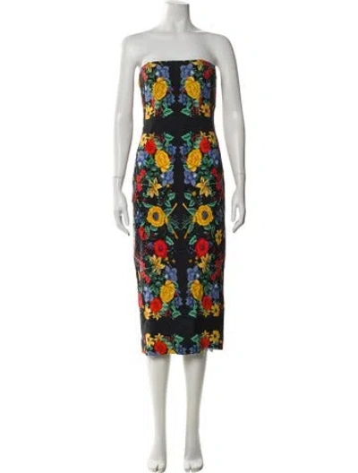 Pre-owned Cara Cara Floral Print Knee-length Dress In Blue