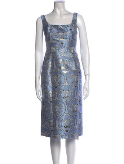 Pre-owned Cara Cara Floral Print Knee-length Dress In Blue