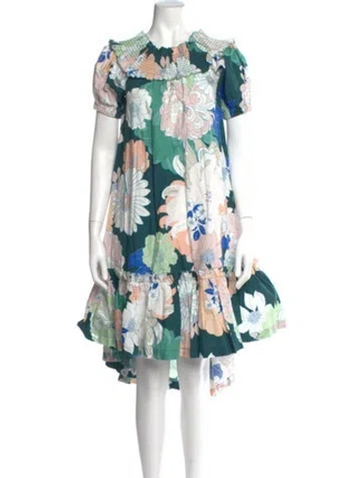 Pre-owned Cara Cara Floral Print Knee-length Dress In Neutral
