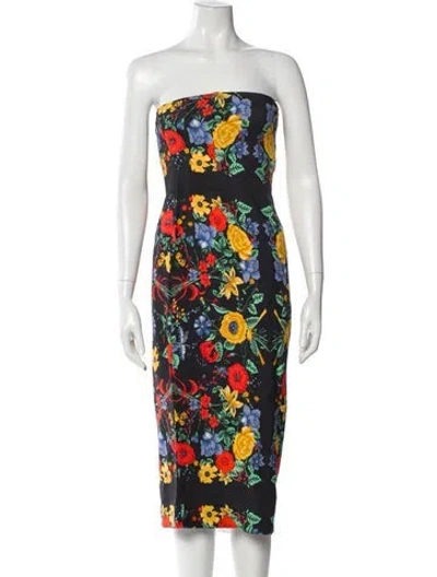 Pre-owned Cara Cara Floral Print Knee-length Dress W/ Tags In Black