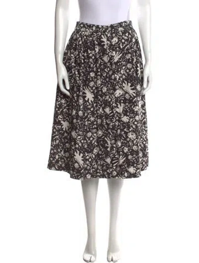 Pre-owned Cara Cara Floral Print Knee-length Skirt In Black