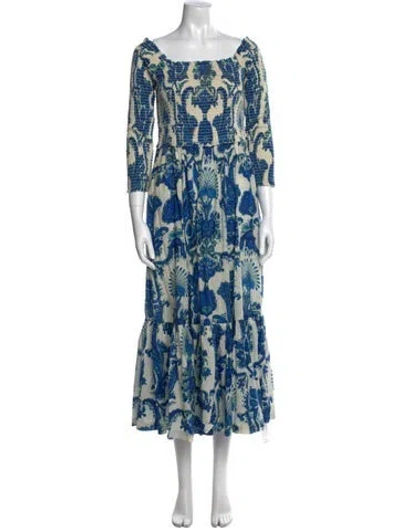 Pre-owned Cara Cara Floral Print Long Dress