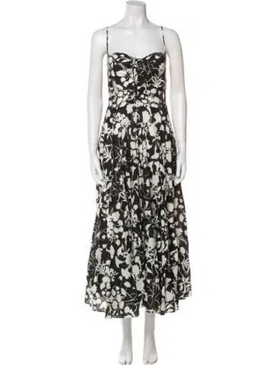 Pre-owned Cara Cara Floral Print Long Dress In Black