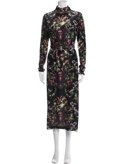 Pre-owned Cara Cara Floral Print Long Dress In Blue