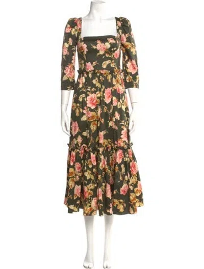 Pre-owned Cara Cara Floral Print Long Dress In Multi