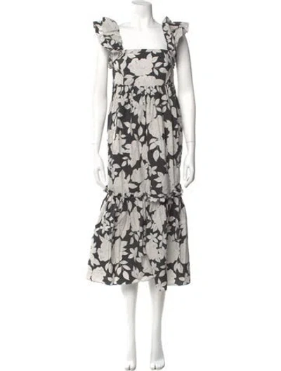 Pre-owned Cara Cara Floral Print Long Dress In Multi