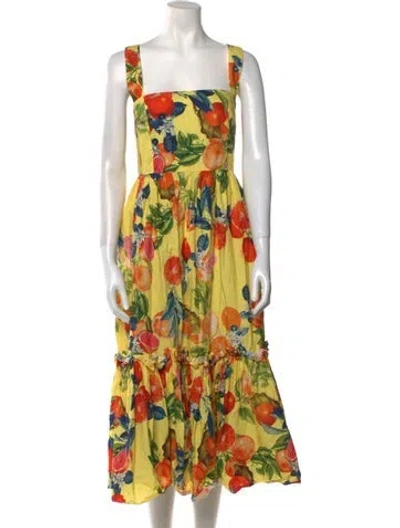 Pre-owned Cara Cara Floral Print Long Dress In Multi