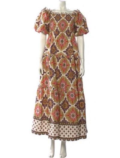 Pre-owned Cara Cara Floral Print Long Dress In Multi