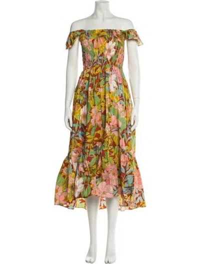 Pre-owned Cara Cara Floral Print Long Dress In Multi