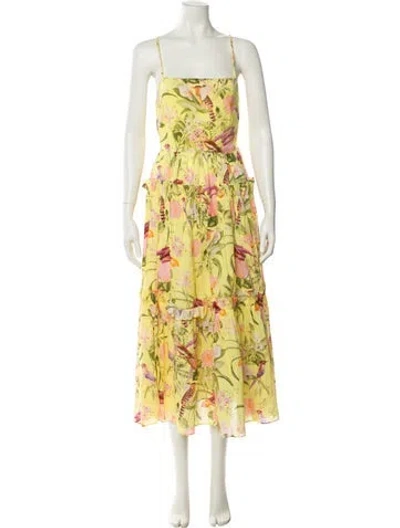 Pre-owned Cara Cara Floral Print Long Dress In Multi