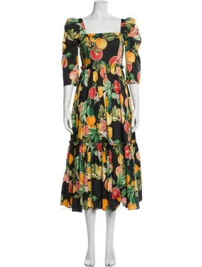 Pre-owned Cara Cara Floral Print Long Dress In Multi