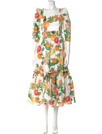 Pre-owned Cara Cara Floral Print Long Dress In Multi