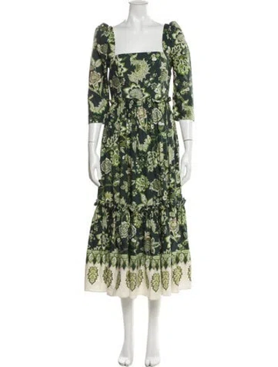 Pre-owned Cara Cara Floral Print Long Dress In Multi