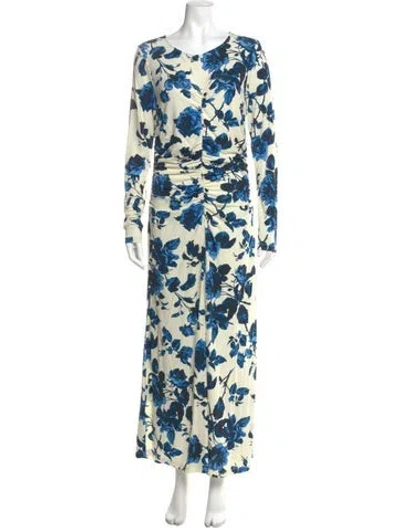 Pre-owned Cara Cara Floral Print Long Dress In Multi