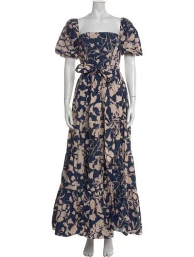 Pre-owned Cara Cara Floral Print Long Dress In Multi