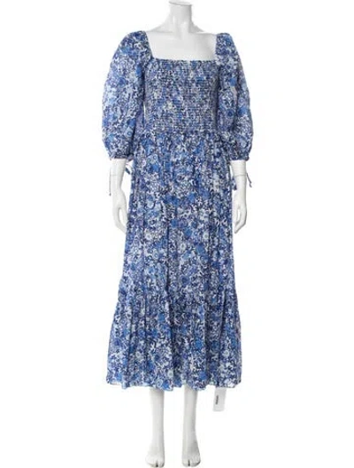 Pre-owned Cara Cara Floral Print Long Dress In Multi