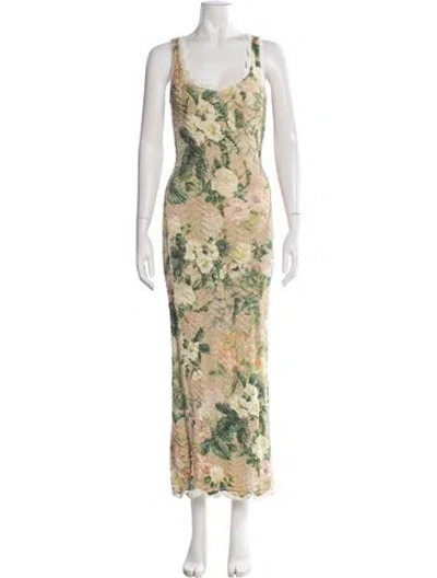 Pre-owned Cara Cara Floral Print Long Dress In Multicolor