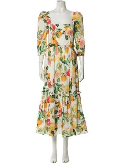 Pre-owned Cara Cara Floral Print Long Dress In Neutral
