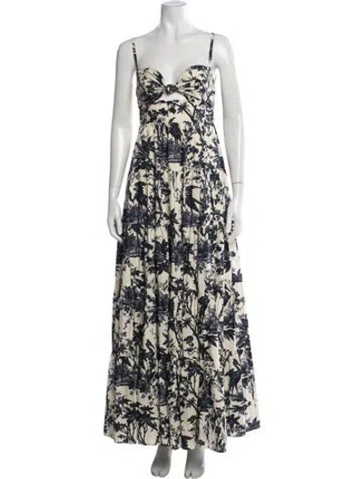 Pre-owned Cara Cara Floral Print Long Dress In Neutral