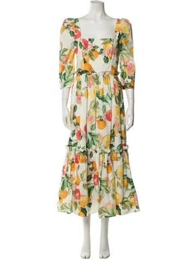 Pre-owned Cara Cara Floral Print Long Dress In Neutral