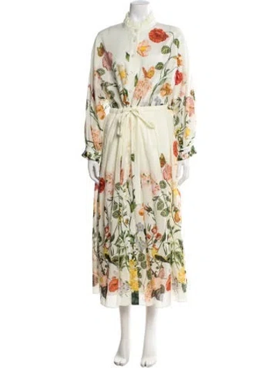 Pre-owned Cara Cara Floral Print Long Dress In Neutral