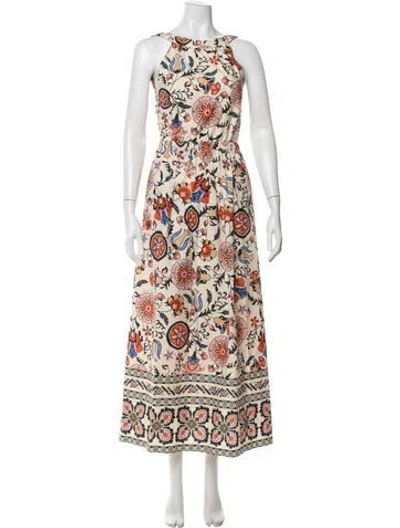 Pre-owned Cara Cara Floral Print Long Dress In Neutrals