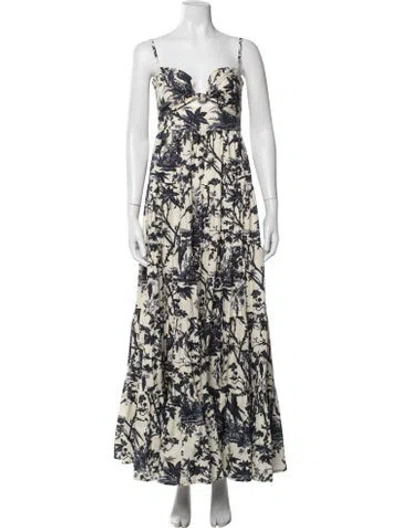Pre-owned Cara Cara Floral Print Long Dress In Neutrals