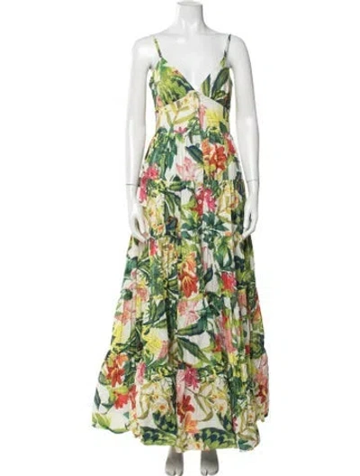 Pre-owned Cara Cara Floral Print Long Dress In Neutrals