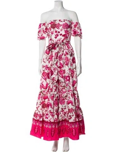 Pre-owned Cara Cara Floral Print Long Dress In Pink