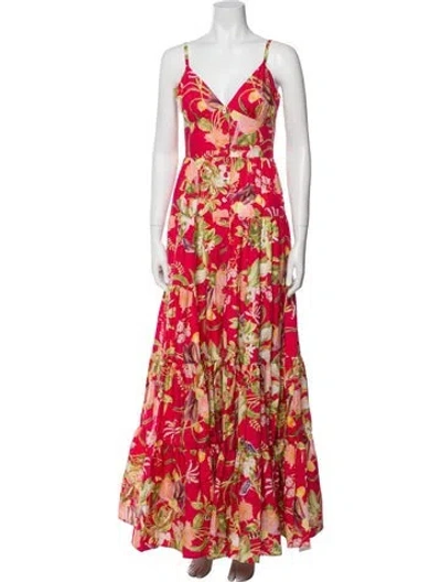 Pre-owned Cara Cara Floral Print Long Dress In Pink