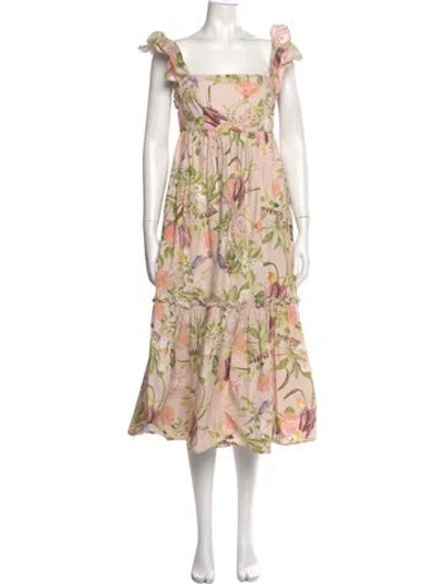 Pre-owned Cara Cara Floral Print Long Dress In Pink