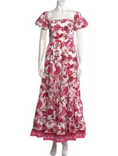 Pre-owned Cara Cara Floral Print Long Dress In Pink