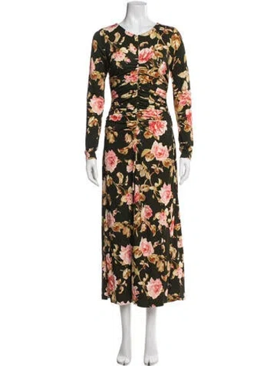 Pre-owned Cara Cara Floral Print Long Dress W/ Tags In Black