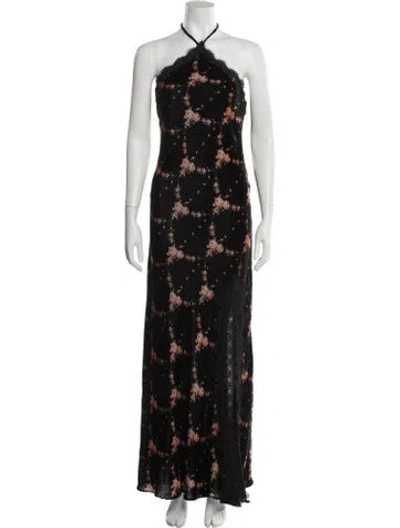 Pre-owned Cara Cara Floral Print Long Dress W/ Tags In Black