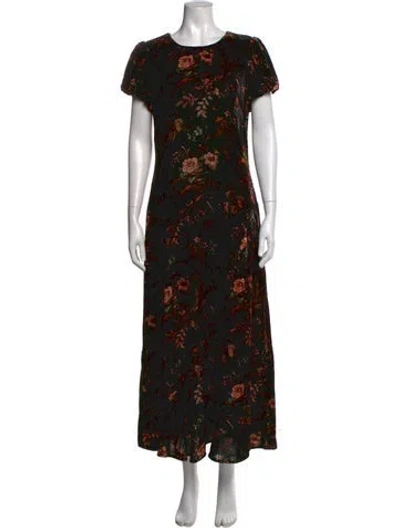 Pre-owned Cara Cara Floral Print Long Dress W/ Tags In Black