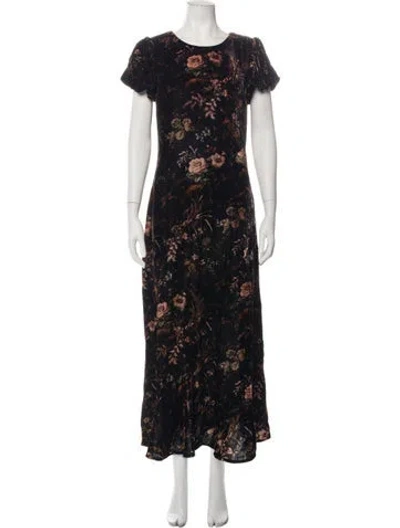 Pre-owned Cara Cara Floral Print Long Dress W/ Tags In Black