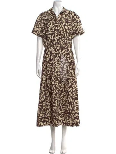 Pre-owned Cara Cara Floral Print Long Dress W/ Tags In Brown