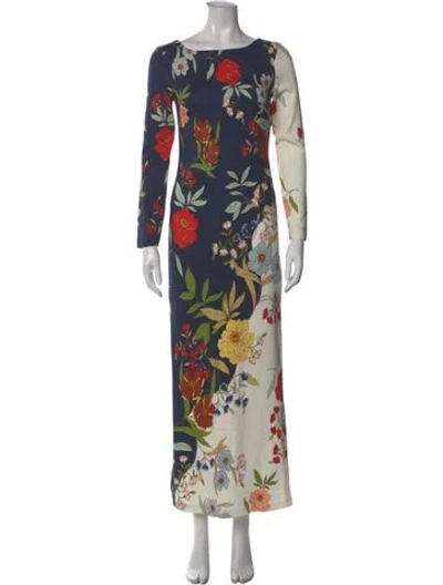 Pre-owned Cara Cara Floral Print Long Dress W/ Tags In Gray